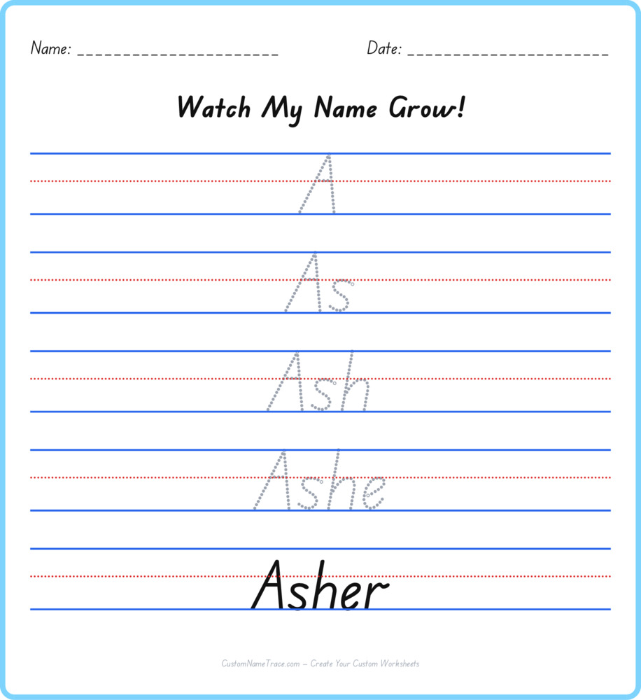 Free Asher custom name tracing - pyramid free worksheet