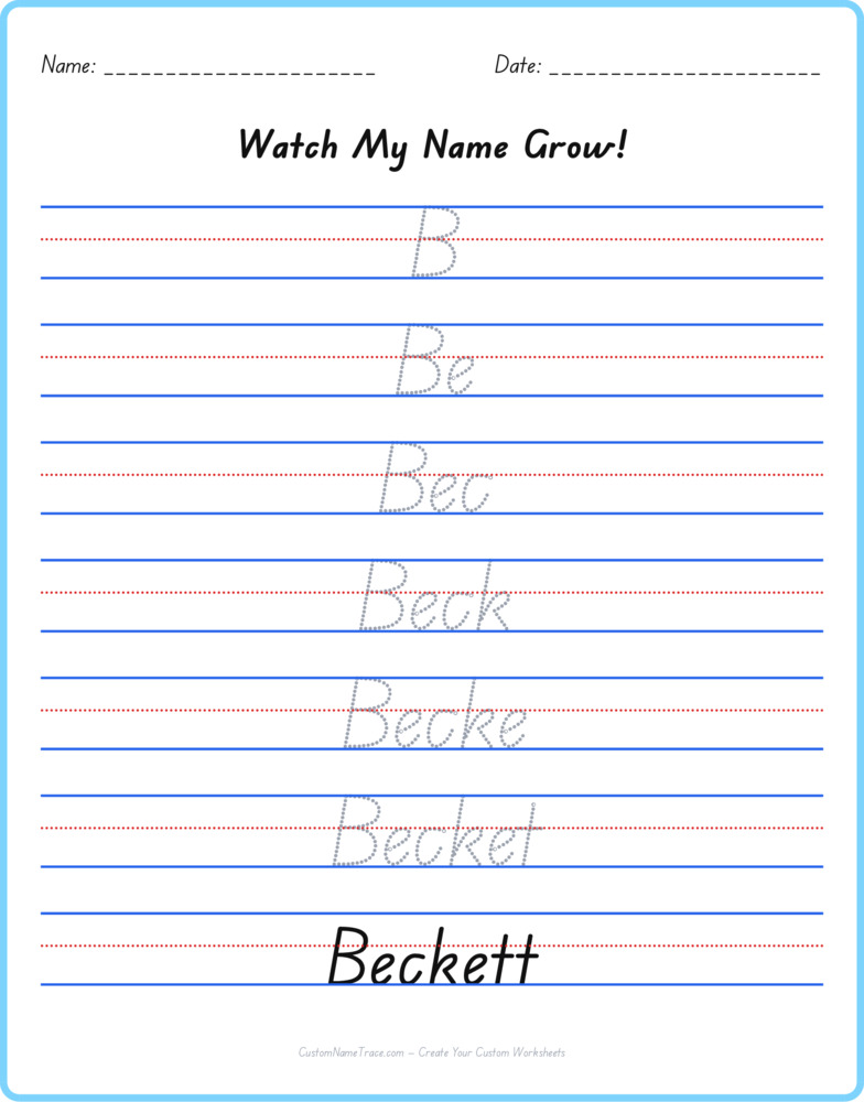 Free Beckett custom name tracing - pyramid free worksheet