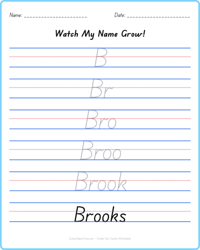 Free Brooks custom name tracing - pyramid free worksheet