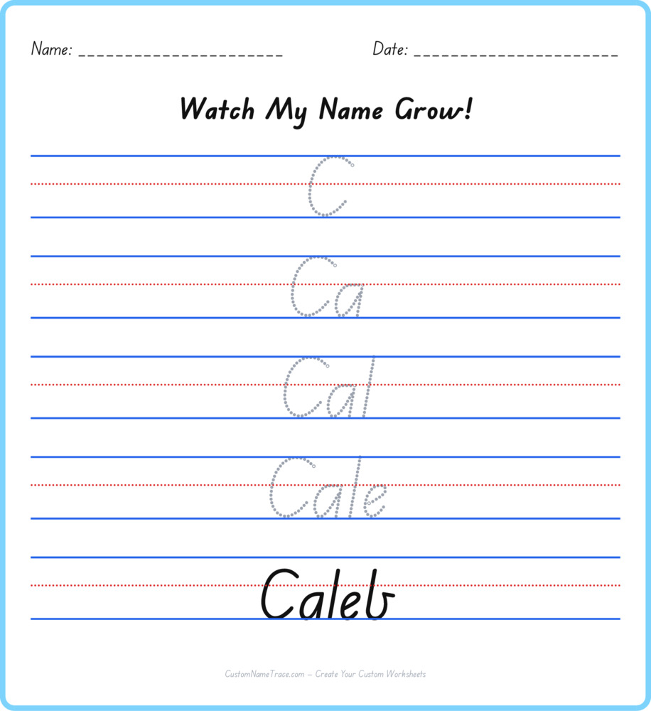 Free Caleb custom name tracing - pyramid free worksheet