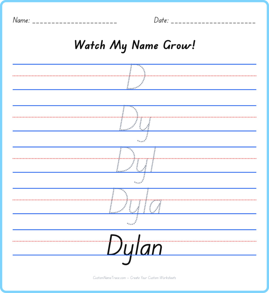 Free Dylan custom name tracing - pyramid free worksheet