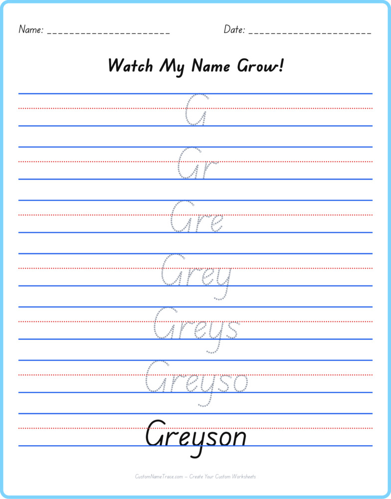 Free Greyson custom name tracing - pyramid free worksheet