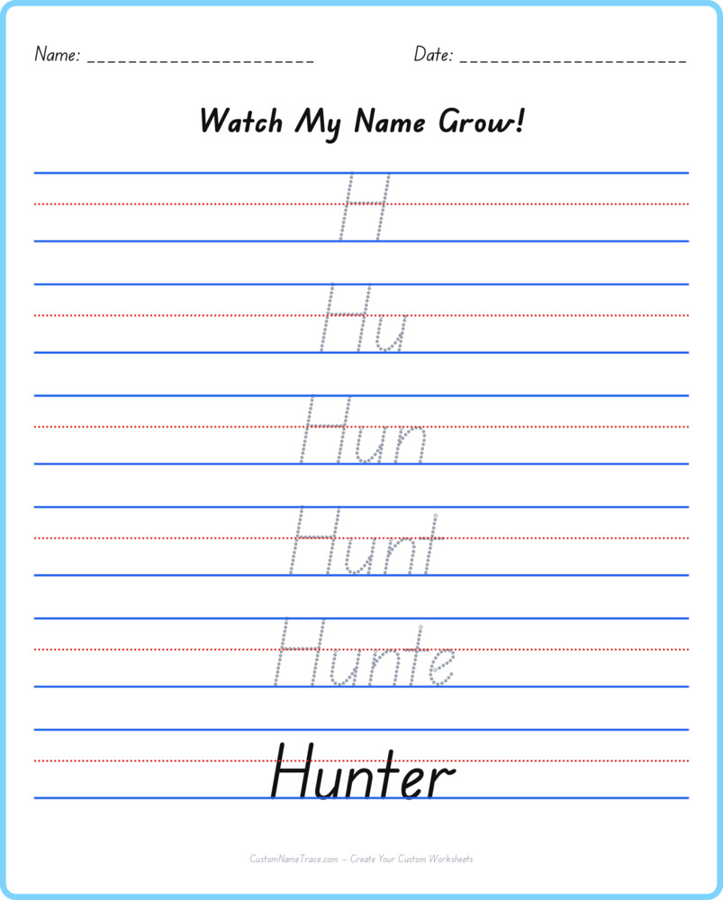 Free Hunter custom name tracing - pyramid free worksheet