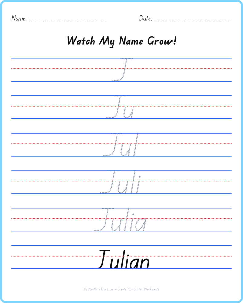 Free Julian custom name tracing - pyramid free worksheet