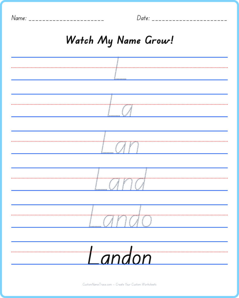 Free Landon custom name tracing - pyramid free worksheet