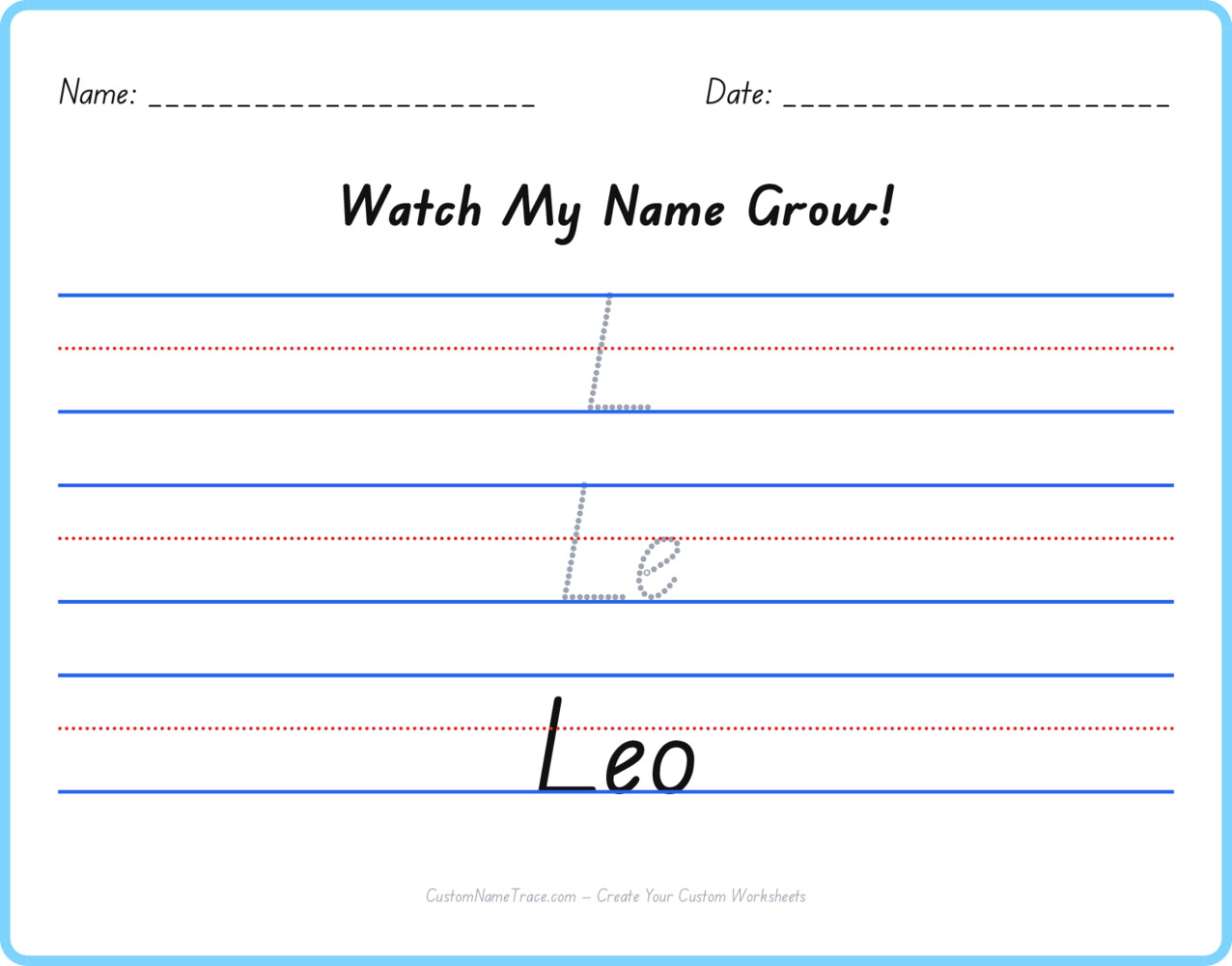 Free Leo custom name tracing - pyramid free worksheet