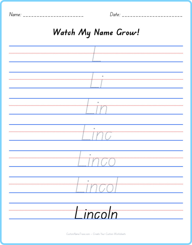 Free Lincoln custom name tracing - pyramid free worksheet