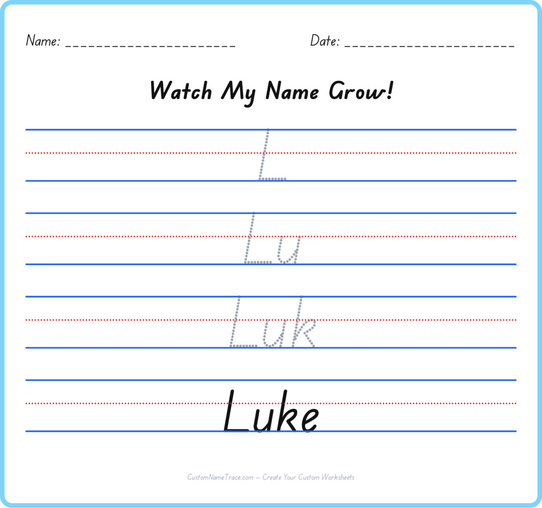 Free Luke custom name tracing - pyramid free worksheet
