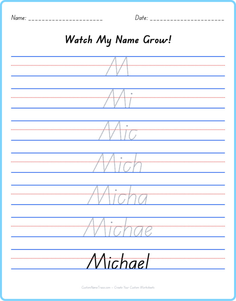 Free Michael custom name tracing - pyramid free worksheet