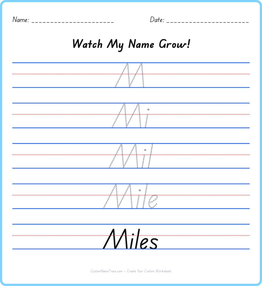 Free Miles custom name tracing - pyramid free worksheet
