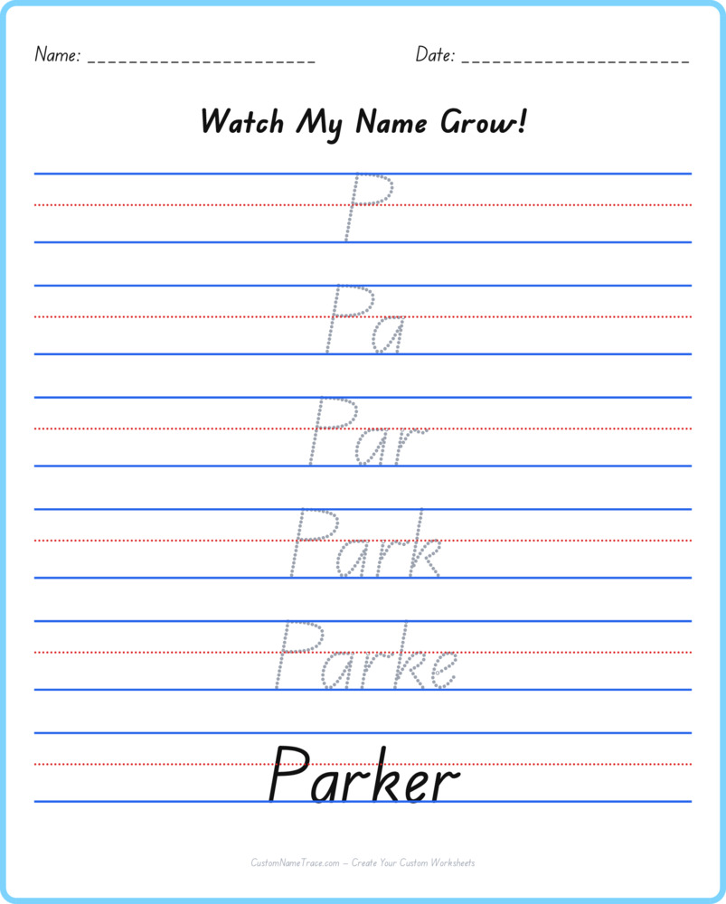 Free Parker custom name tracing - pyramid free worksheet