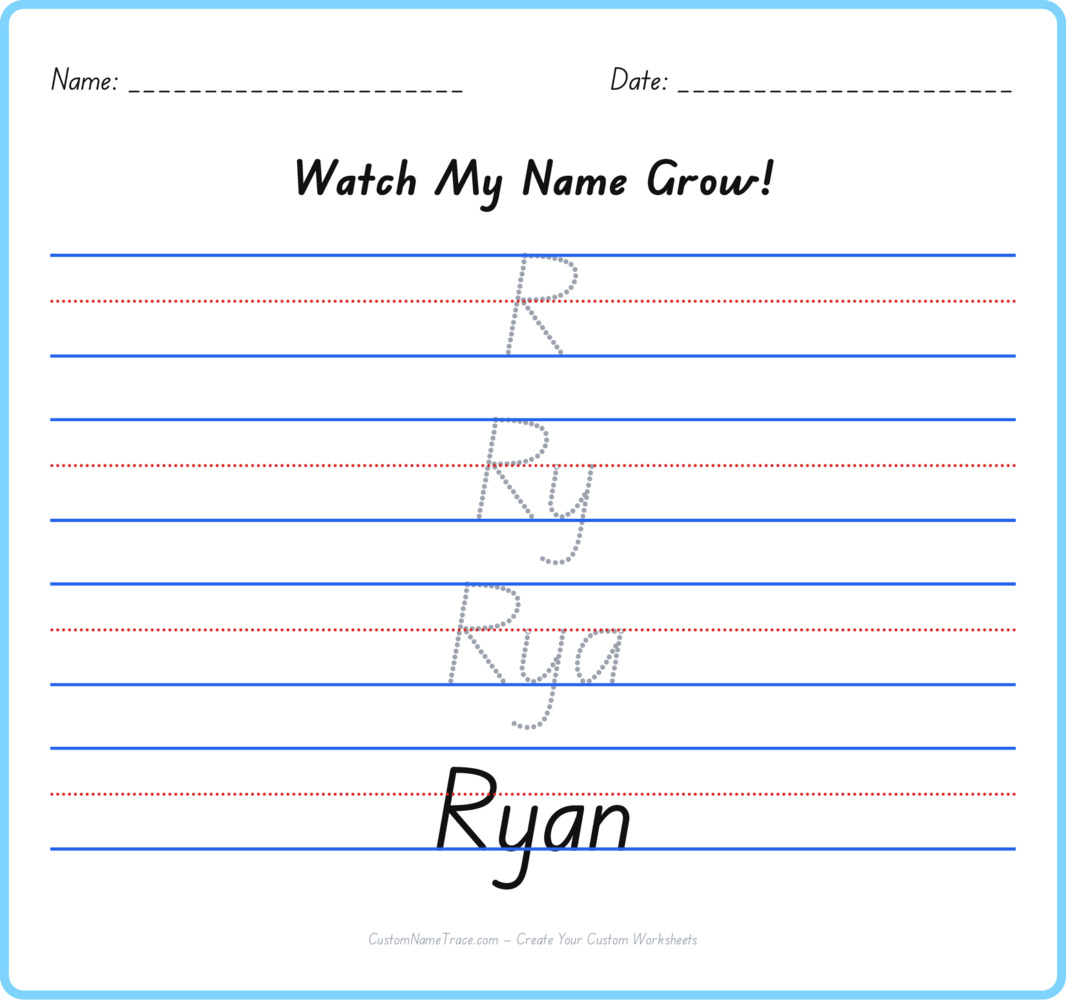 Free Ryan custom name tracing - pyramid free worksheet