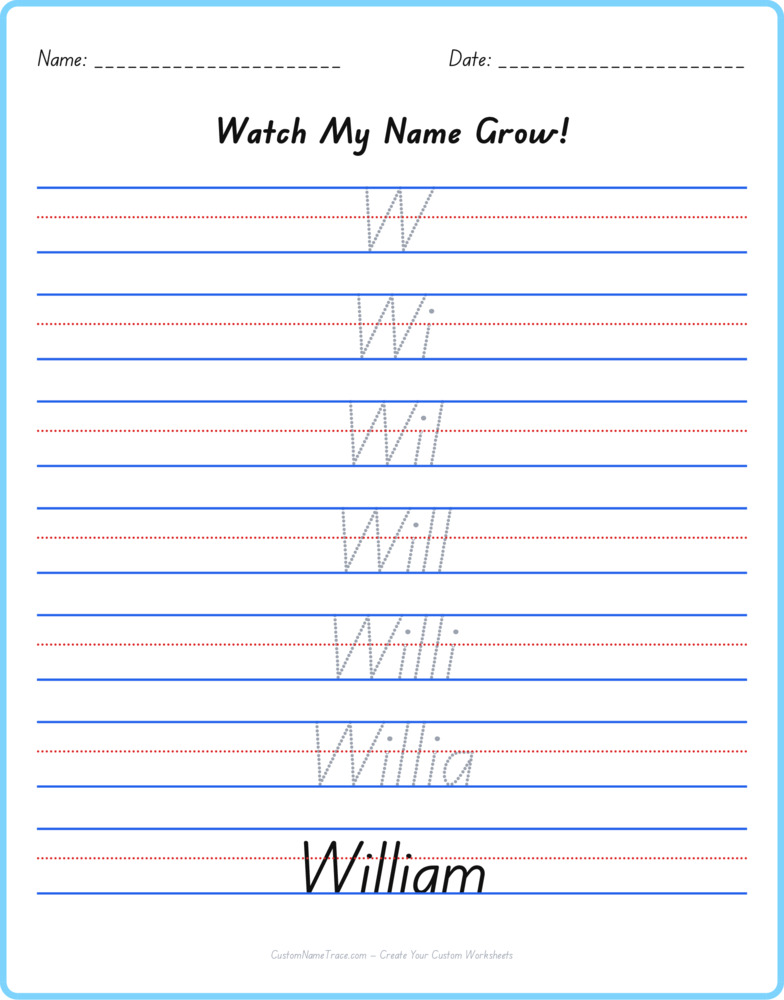 Free William custom name tracing - pyramid free worksheet