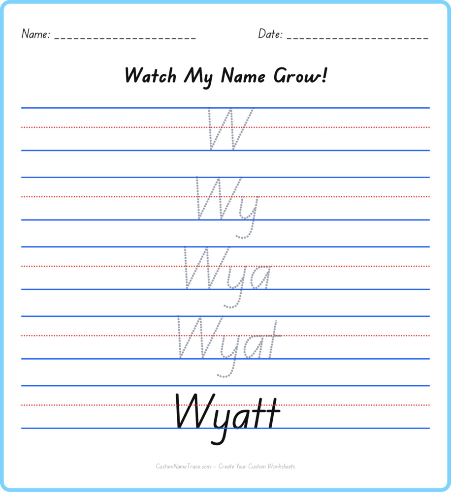 Free Wyatt custom name tracing - pyramid free worksheet