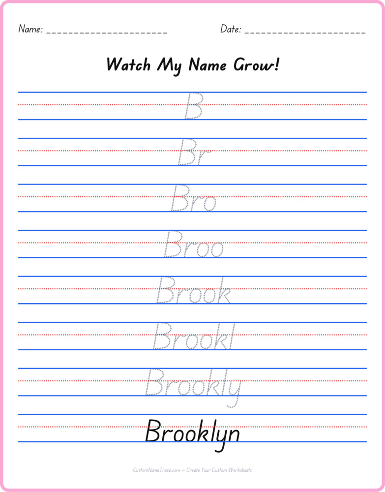 Free Brooklyn custom name tracing - pyramid free worksheet