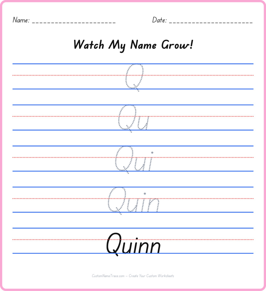 Free Quinn custom name tracing - pyramid free worksheet