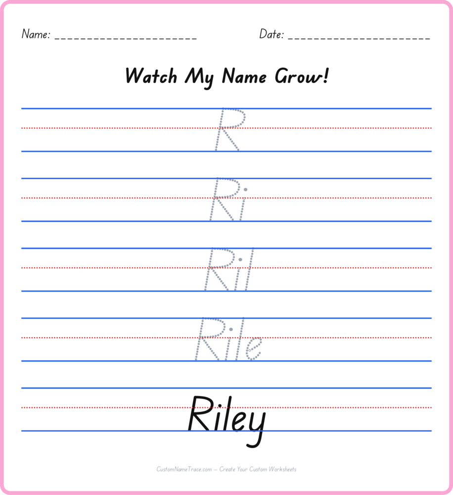 Free Riley custom name tracing - pyramid free worksheet