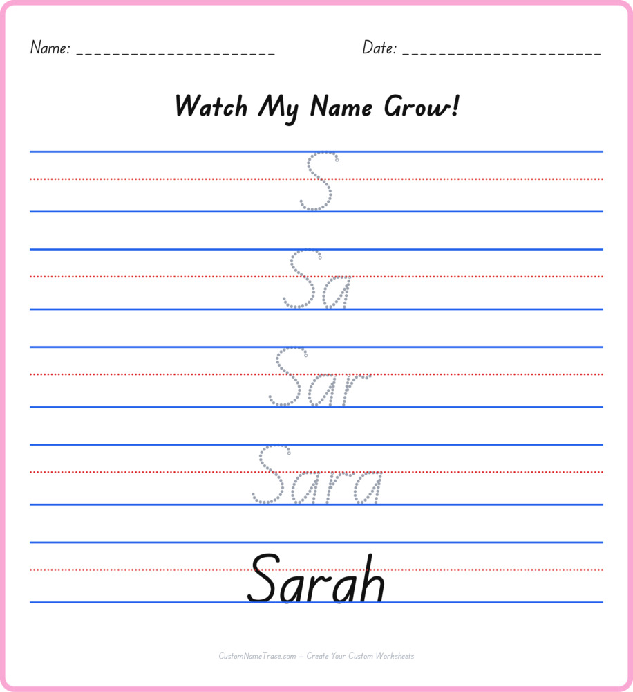 Free Sarah custom name tracing - pyramid free worksheet