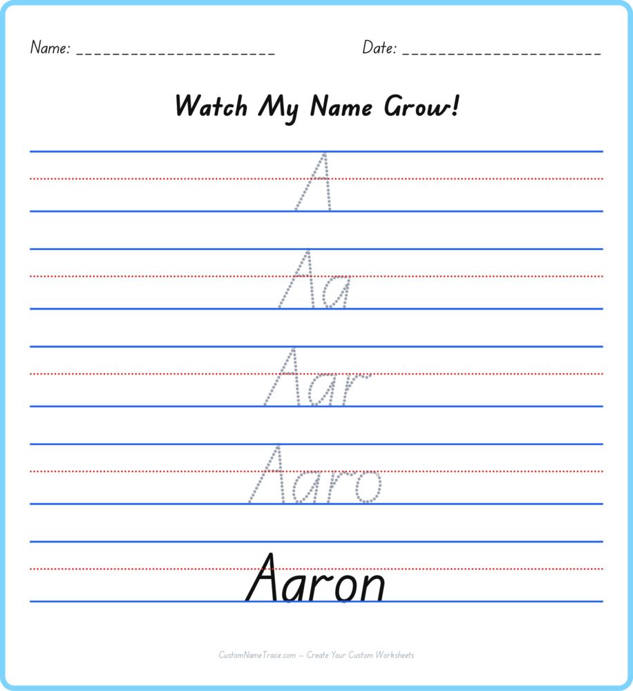 Free Aaron custom name tracing - pyramid free worksheet