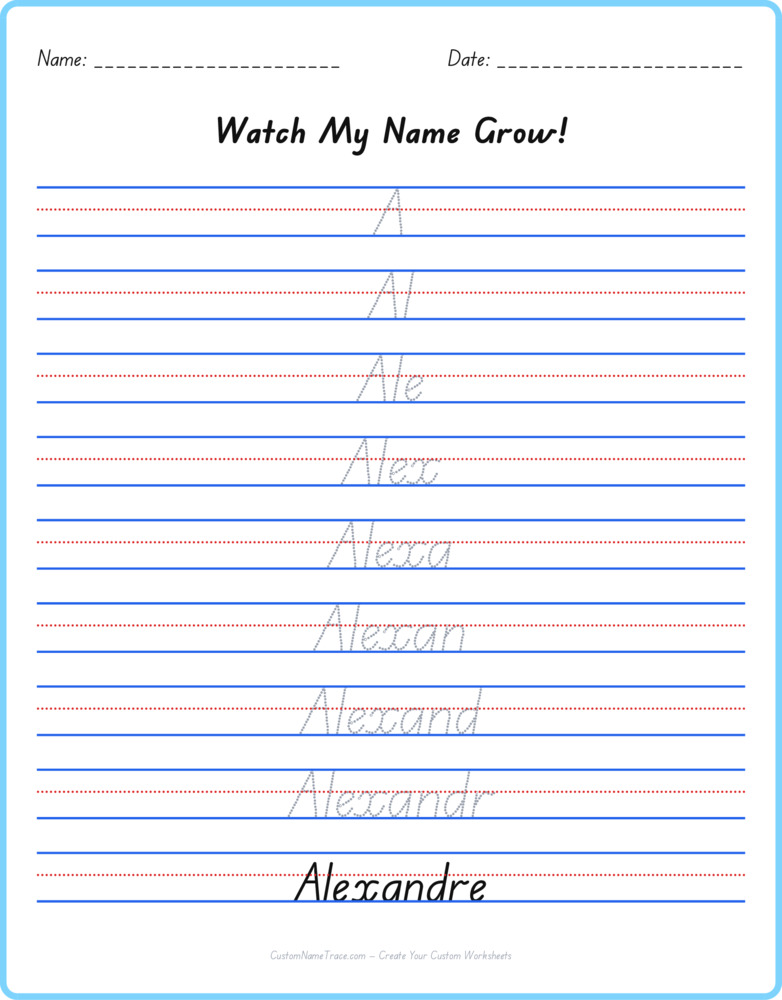 Free Alexandre custom name tracing - pyramid free worksheet