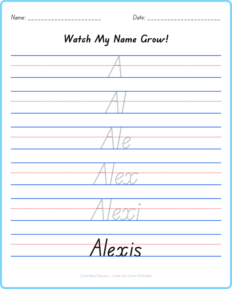 Free Alexis custom name tracing - pyramid free worksheet