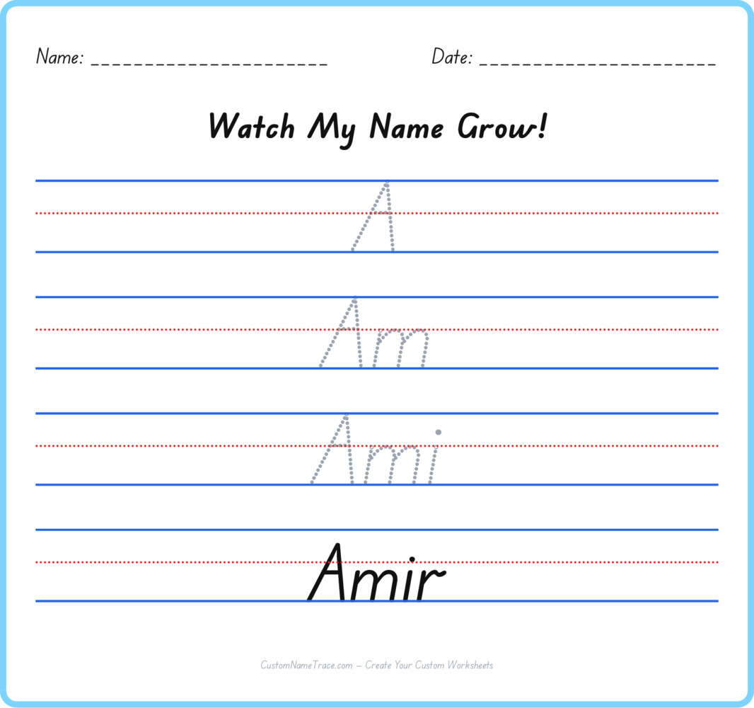 Free Amir custom name tracing - pyramid free worksheet