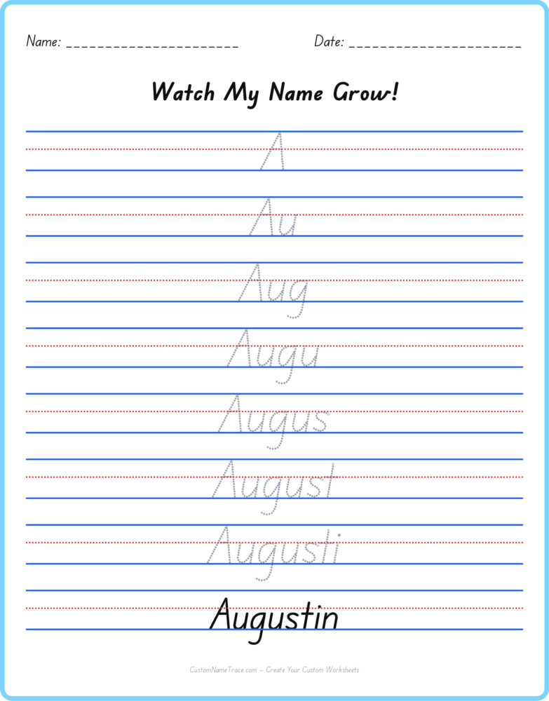 Free Augustin custom name tracing - pyramid free worksheet