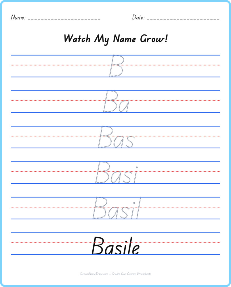 Free Basile custom name tracing - pyramid free worksheet