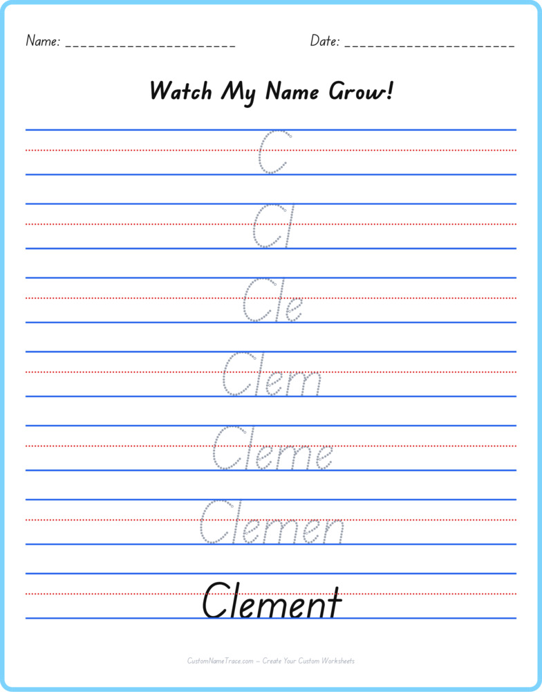 Free Clement custom name tracing - pyramid free worksheet