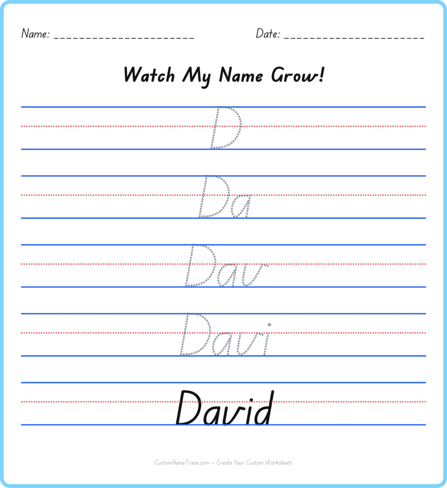Free David custom name tracing - pyramid free worksheet