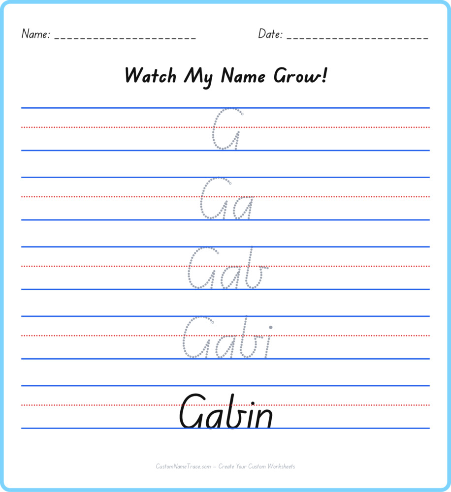 Free Gabin custom name tracing - pyramid free worksheet