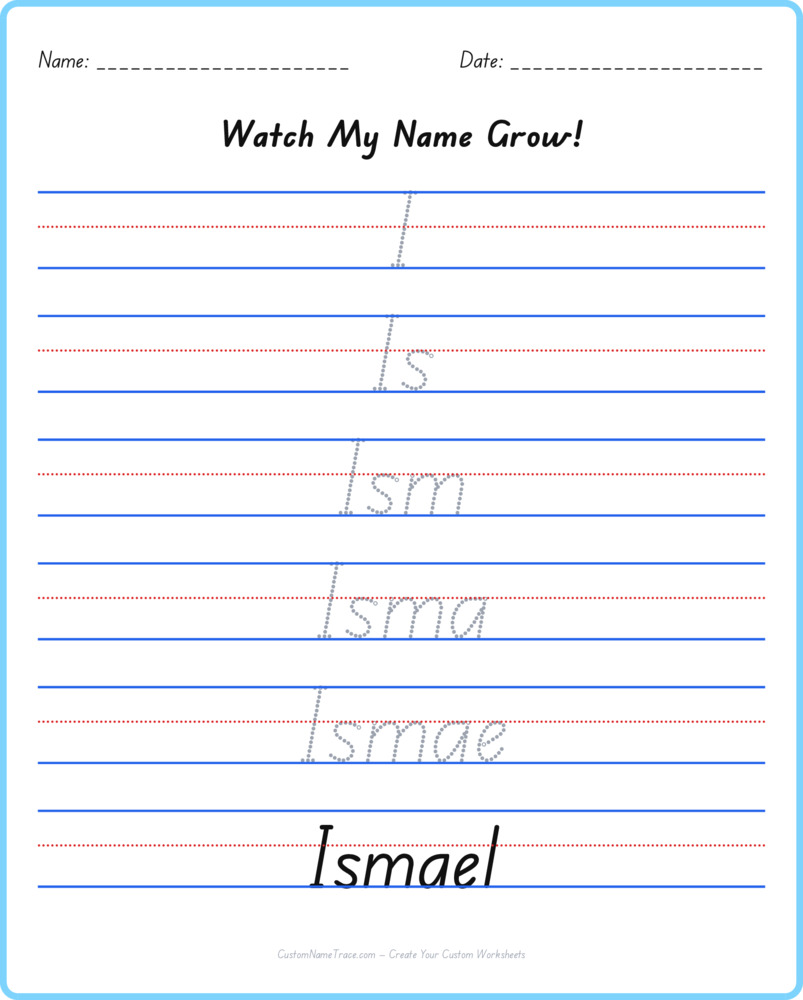 Free Ismael custom name tracing - pyramid free worksheet