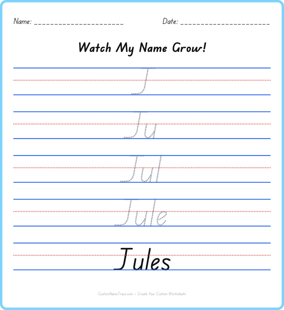 Free Jules custom name tracing - pyramid free worksheet
