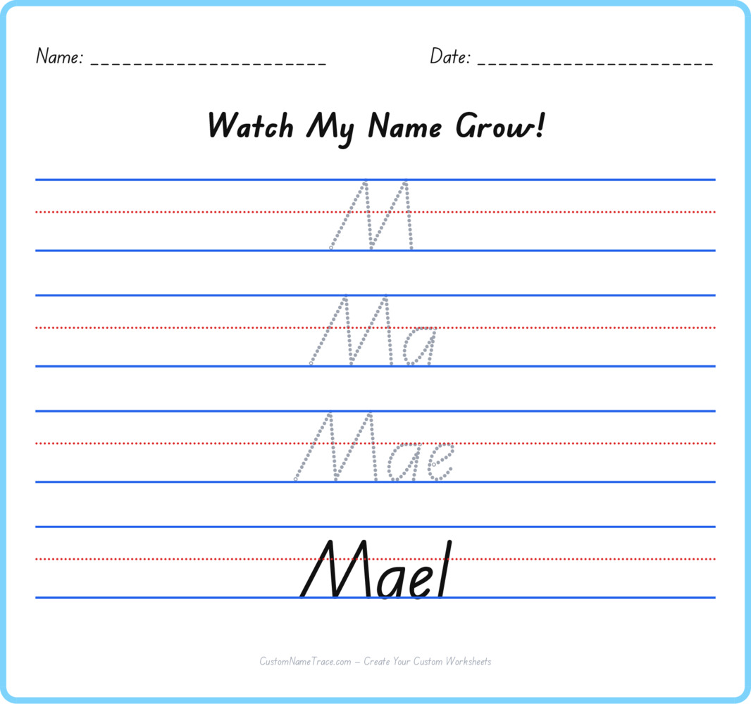Free Mael custom name tracing - pyramid free worksheet