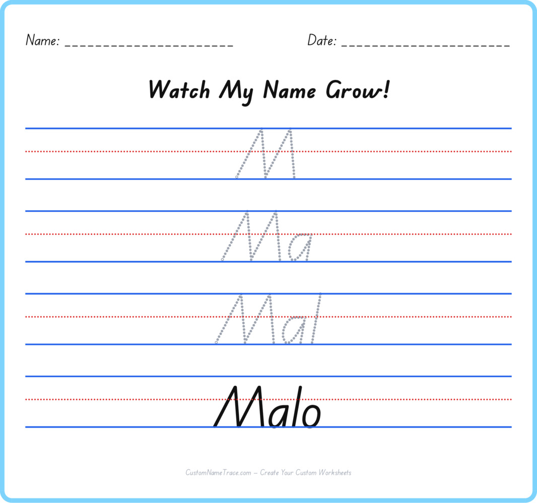 Free Malo custom name tracing - pyramid free worksheet