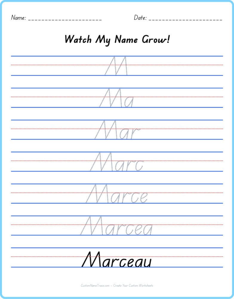 Free Marceau custom name tracing - pyramid free worksheet