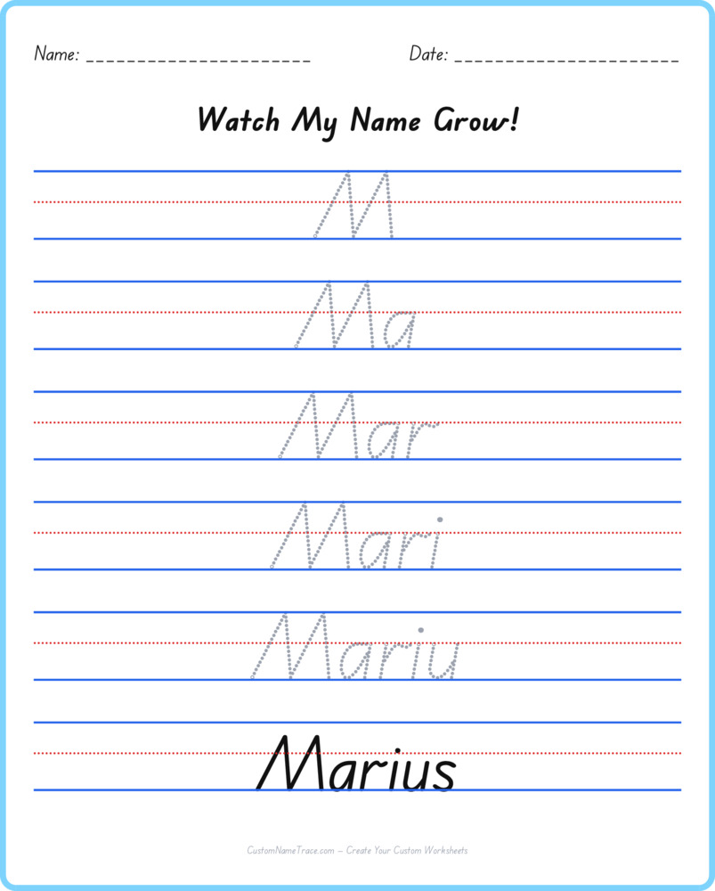 Free Marius custom name tracing - pyramid free worksheet