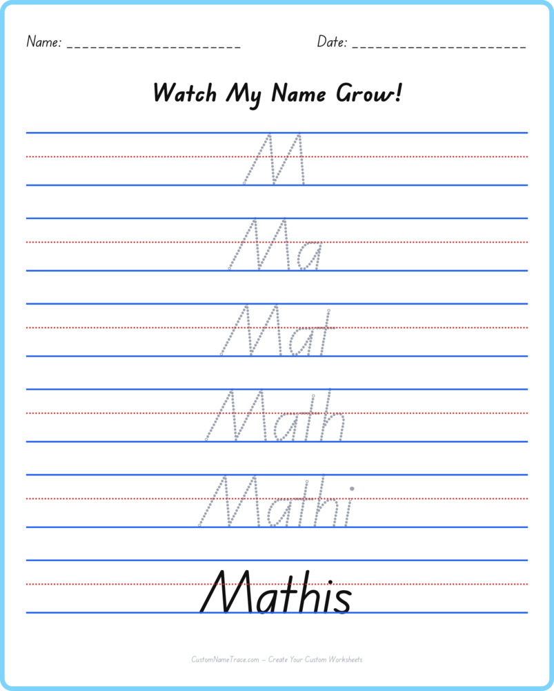 Free Mathis custom name tracing - pyramid free worksheet