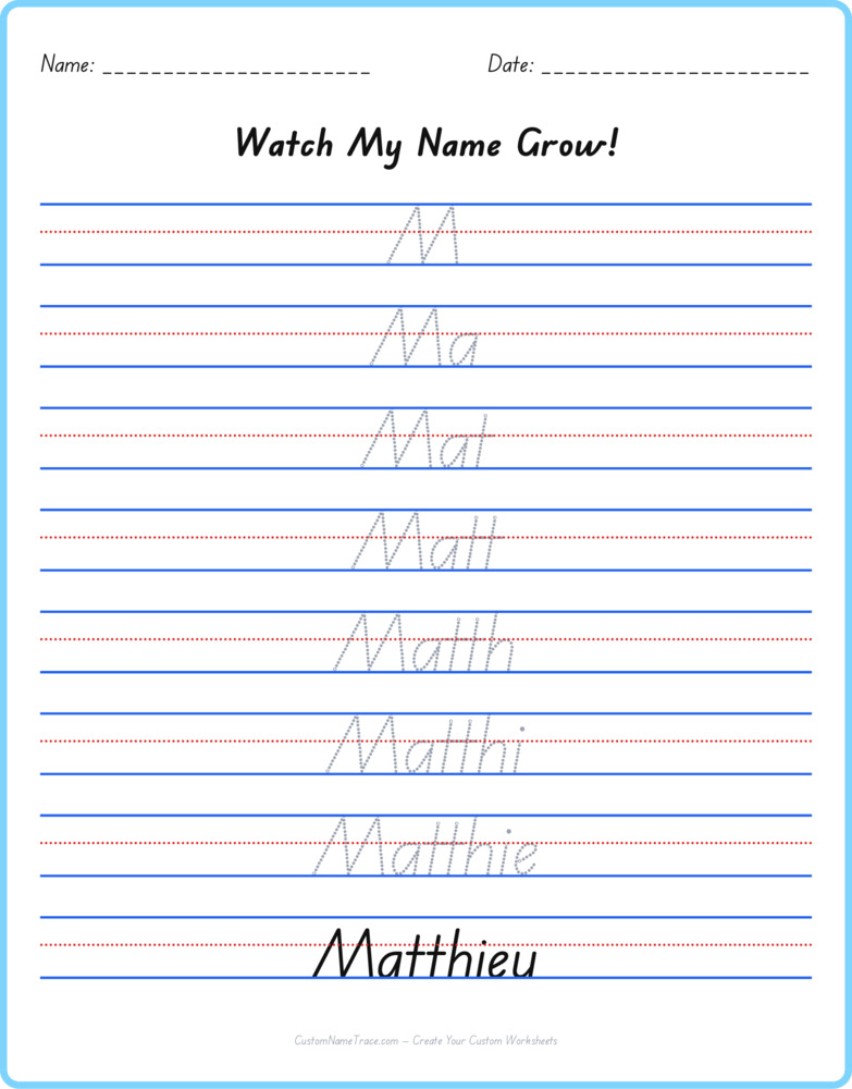 Free Matthieu custom name tracing - pyramid free worksheet