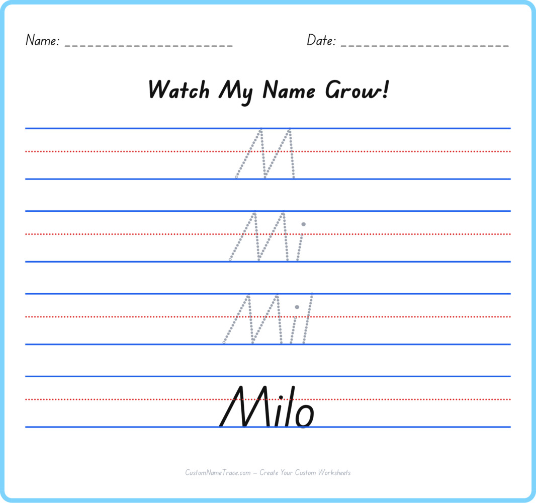 Free Milo custom name tracing - pyramid free worksheet