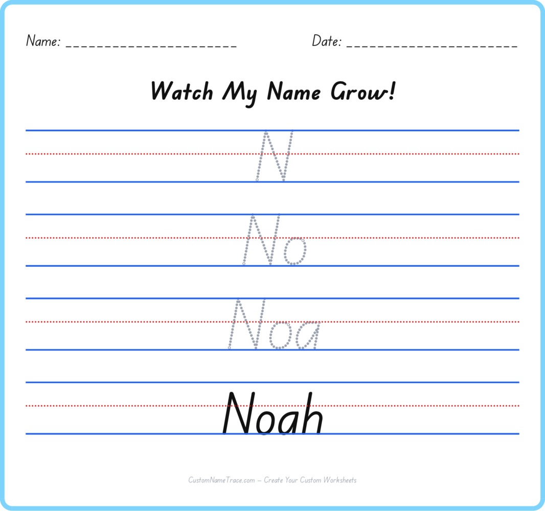 Free Noah custom name tracing - pyramid free worksheet