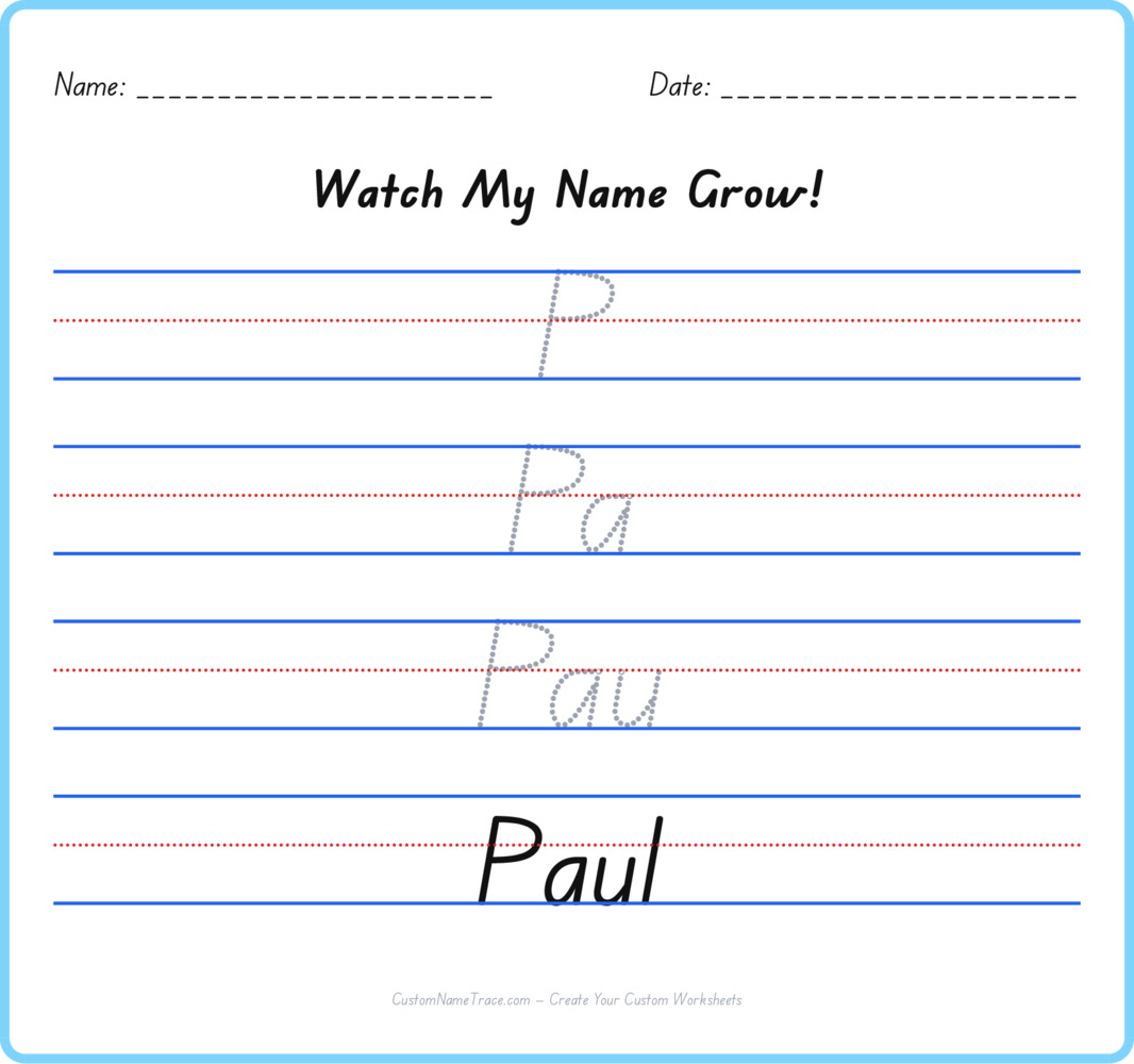 Free Paul custom name tracing - pyramid free worksheet