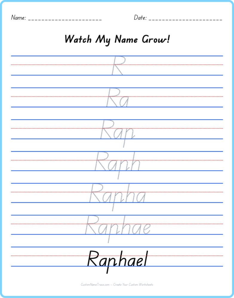 Free Raphael custom name tracing - pyramid free worksheet