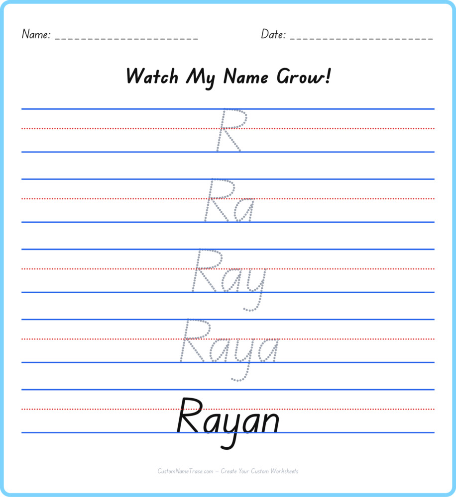 Free Rayan custom name tracing - pyramid free worksheet
