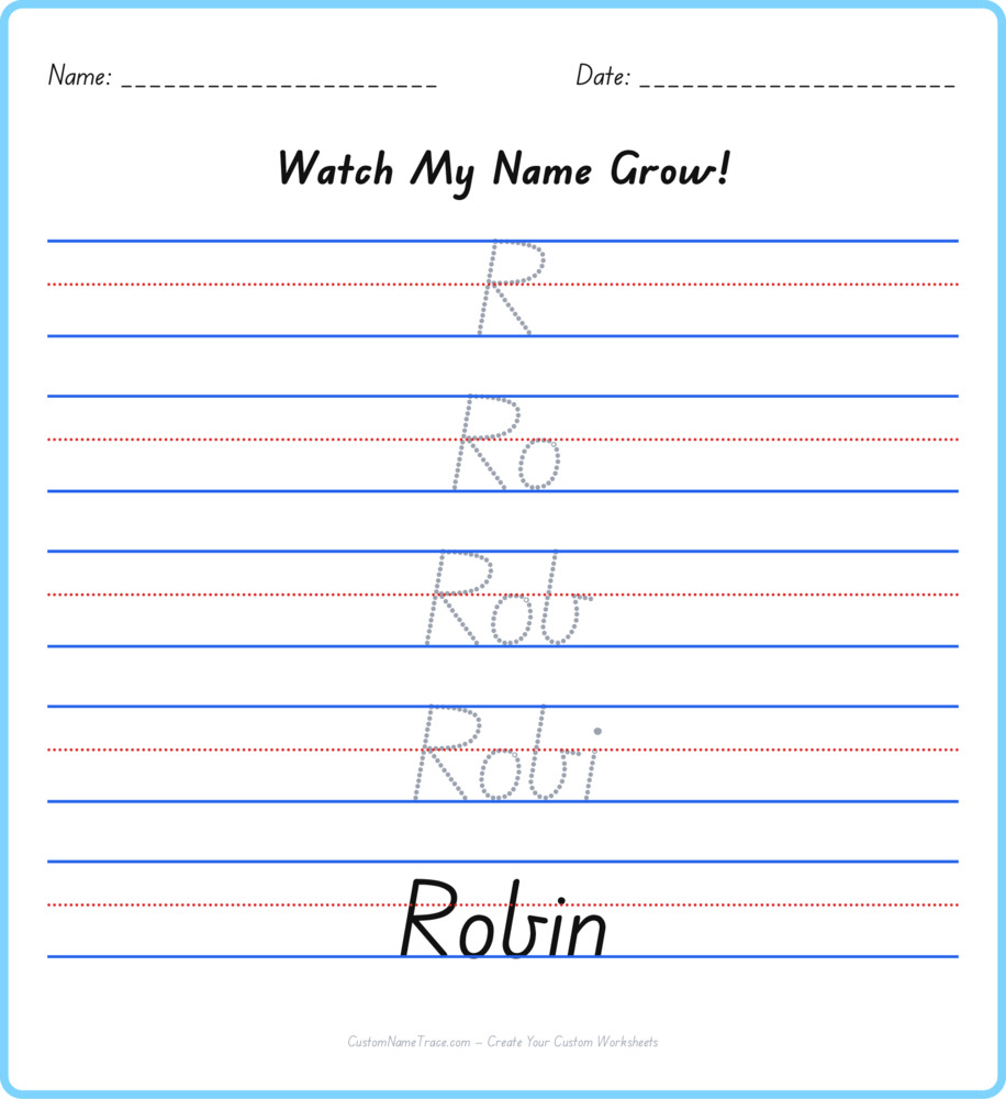 Free Robin custom name tracing - pyramid free worksheet