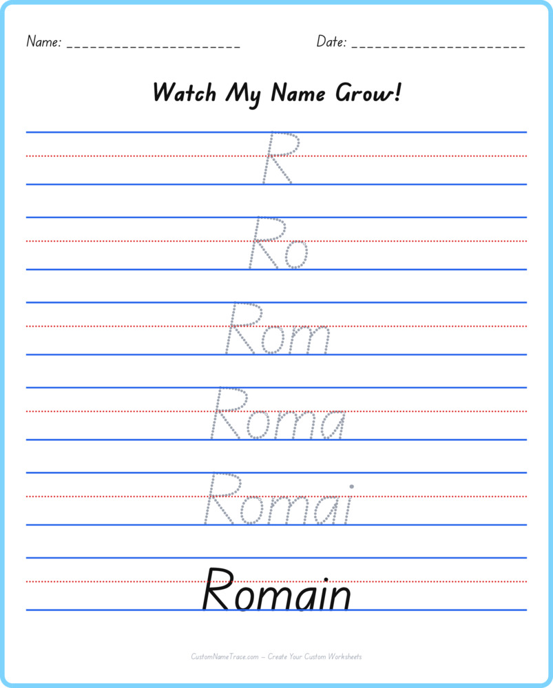 Free Romain custom name tracing - pyramid free worksheet