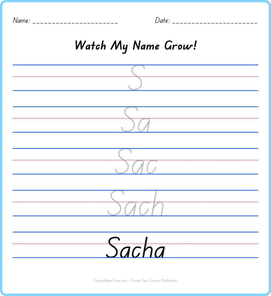 Free Sacha custom name tracing - pyramid free worksheet