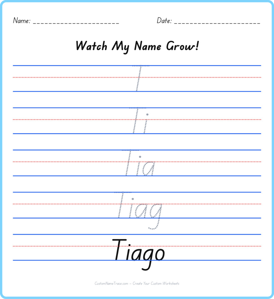 Free Tiago custom name tracing - pyramid free worksheet