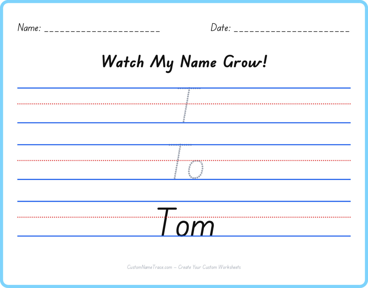 Free Tom custom name tracing - pyramid free worksheet