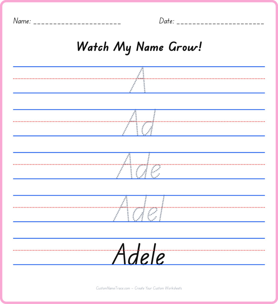 Free Adele custom name tracing - pyramid free worksheet
